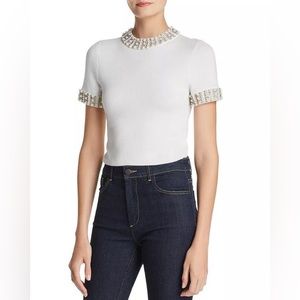 Alice+Olivia Ciara Embellished Cropped Sweater Size XS